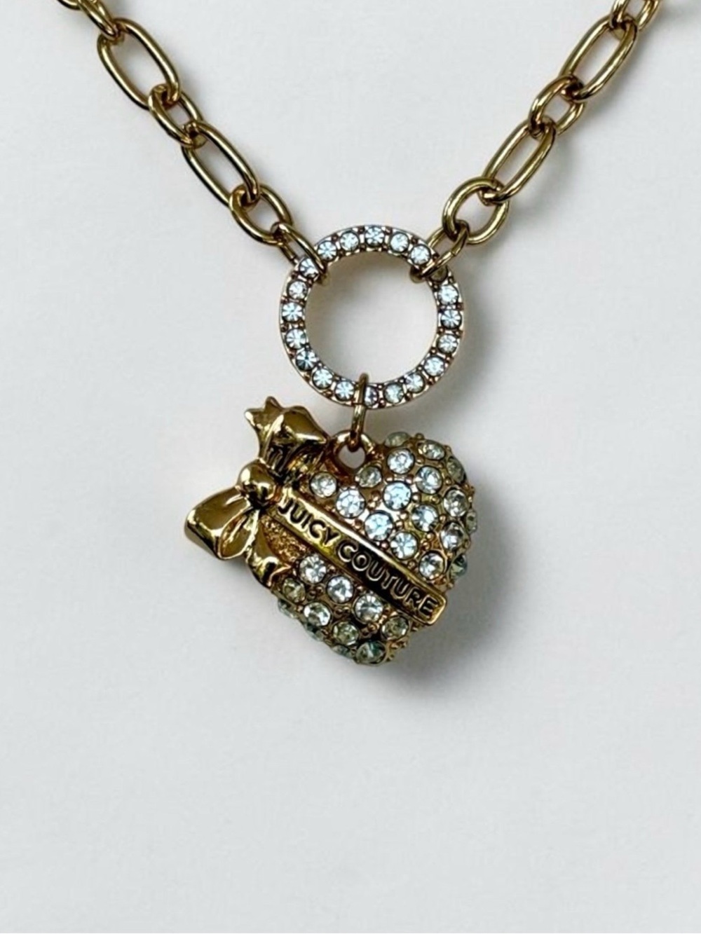 Juicy Couture Gold-Tone Crystal Heart Charm Necklace